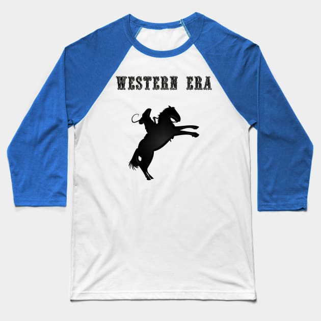 Western Era -  Cowboy on Horseback 9 Baseball T-Shirt by The Black Panther